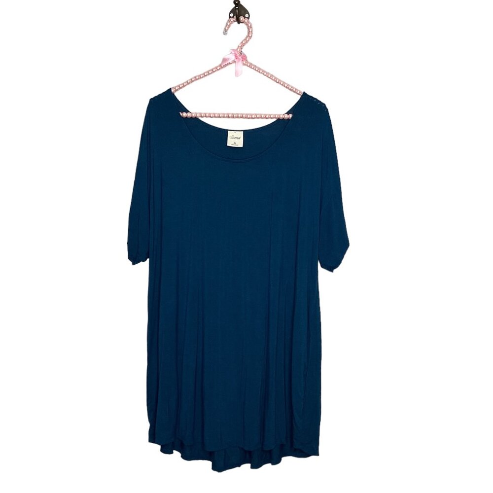 Soma Size XL Blue Soft Stretch Jersey Knit Cool Nights Lounge Tunic Top Shirt